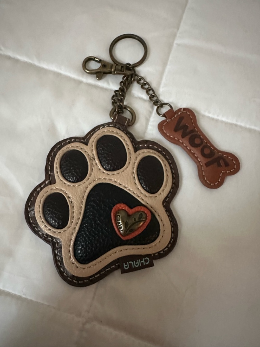 Chala Paw Print Coin Purse with Woof Bone Charm